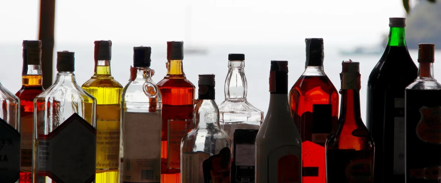 Bottles of various alcohols