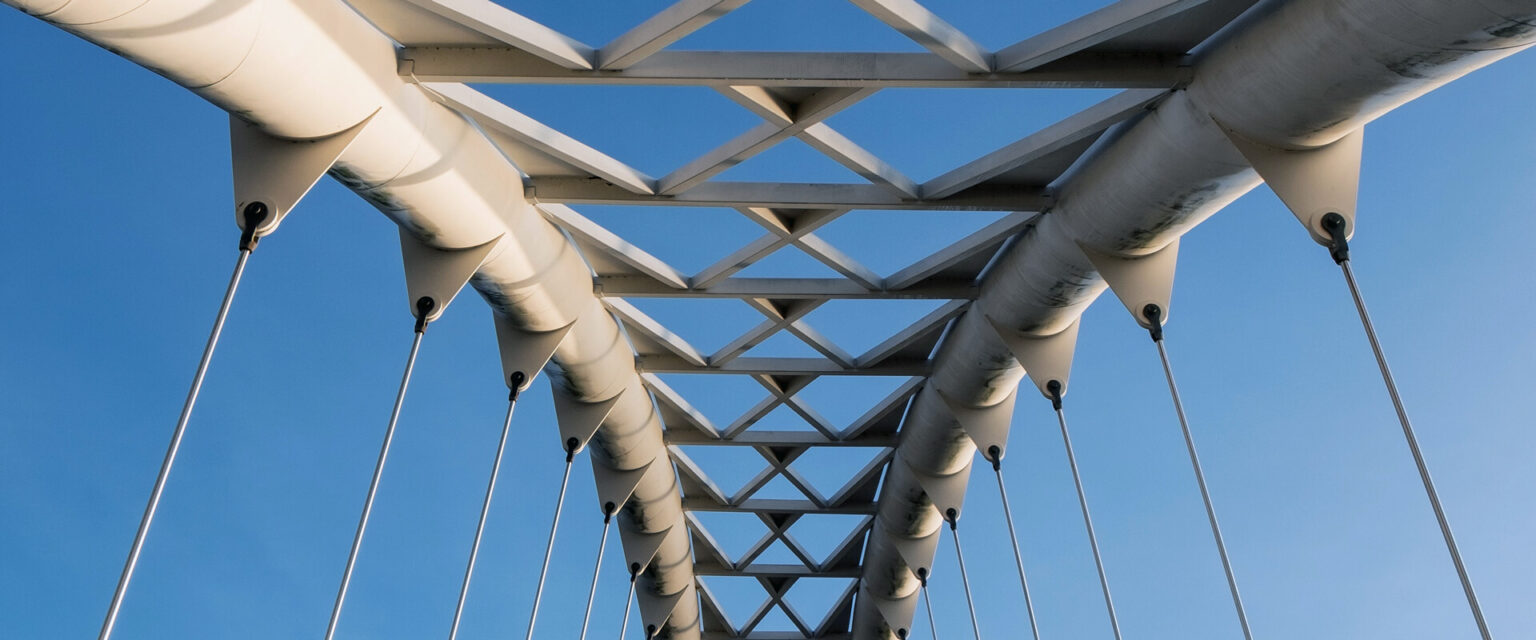Shot on the pillars of the bridge