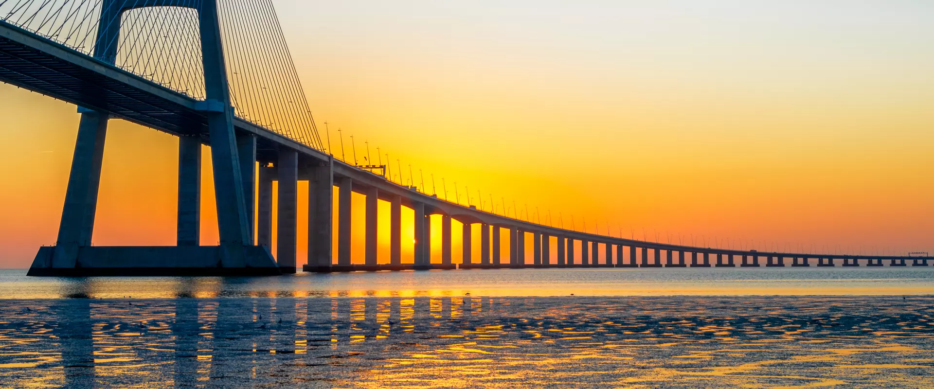 View of the bridge at sunset
