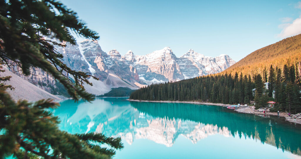 scenic of blue water and mountains